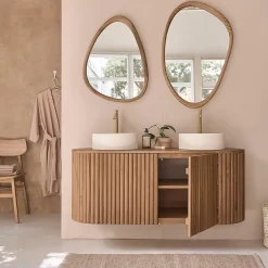 Bois Dessus Bois Dessous Meuble de salle de bain suspendu en teck massif 140 cm