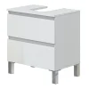 Pegane Meuble de salle de bain sous évier 60 cm avec 2 tiroirs coloris blanc - Longueur 60 x Profondeur 40 x Hauteur 63 cm* Armoire De Salle De Bains