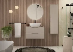 Furnidea Meuble de salle de bain sous vasque suspendu DELCA cachemire 80 cm