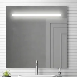 Cosyneo Meuble de salle de bain simple vasque - 3 tiroirs - TIRIS 3C et miroir Led STAM - cambrian (chêne) - 100cm