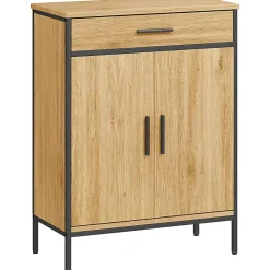 ProximaX Meuble de salle de bain, étagères à deux niveaux, grand tiroir, style industriel, aspect chêne* Meuble Wc