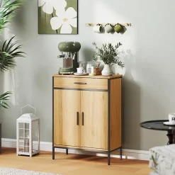 ProximaX Meuble de salle de bain, étagères à deux niveaux, grand tiroir, style industriel, aspect chêne* Meuble Wc