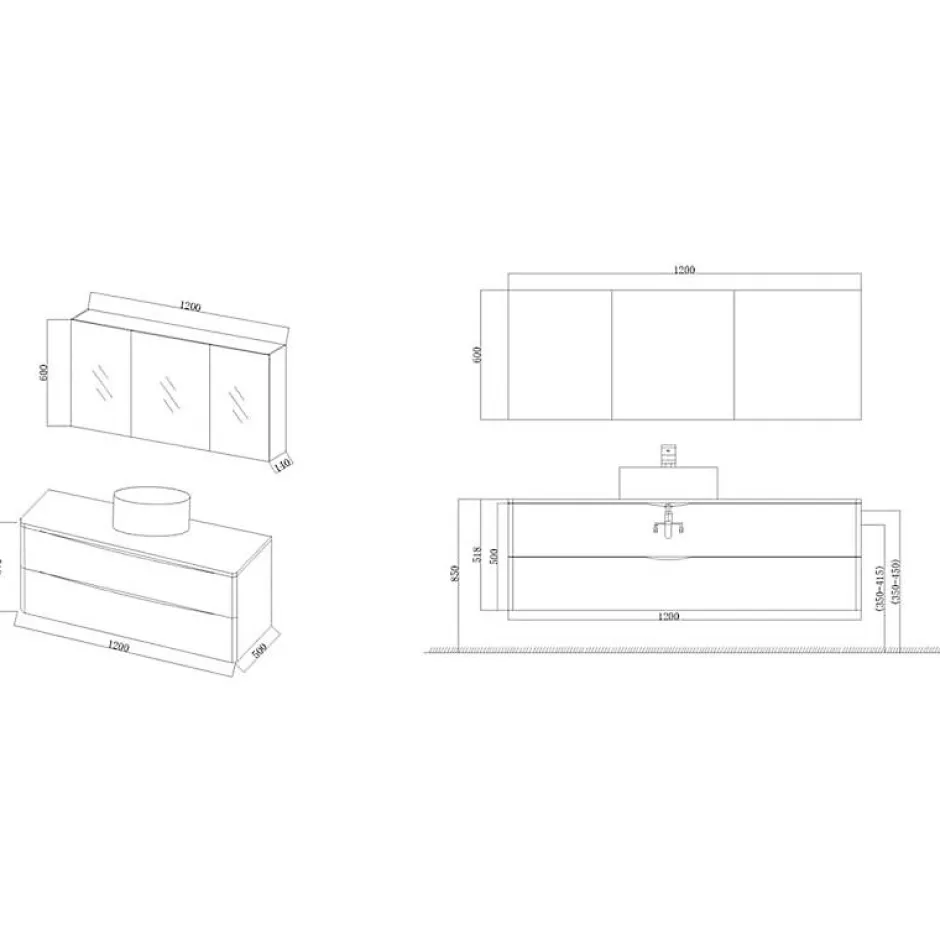 Distribain Meuble de salle de bain Terranova 1200 Scandinave