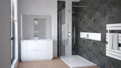 Ondee Meuble de salle de bains à poser H.185 x l.120 cm, blanc, Palermo