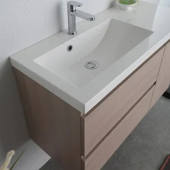 Kiamami Valentina Meuble De Salle De Bains 90 Cm Avec Lavabo En Résine De Marbre, Profondeur 39 Cm Malaga* Ensemble Meuble De Salle De Bains
