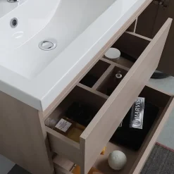 Kiamami Valentina Meuble De Salle De Bains 90 Cm Avec Lavabo En Résine De Marbre, Profondeur 39 Cm Malaga* Ensemble Meuble De Salle De Bains