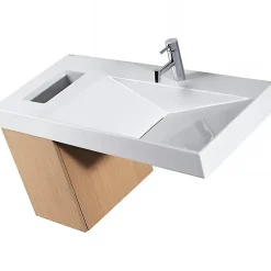 Sanindusa Meuble de salle de bains couleur chêne pour lavabo Flux (vasque et mitigeur non inclus)* Meuble Sous-Vasque