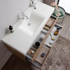 Kiamami Valentina Meuble De Salle De Bains Suspendu 120Cm Tiroirs Et Lavabo 1 Cuve Sans Miroir - Valentina