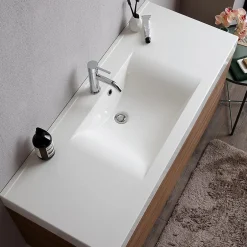 Kiamami Valentina Meuble De Salle De Bains Suspendu 120Cm Tiroirs Et Lavabo 1 Cuve Sans Miroir - Valentina