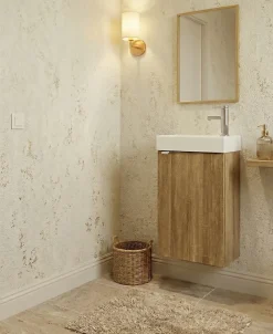Top Bath Meuble de Salle de Bains avec vasque/lavabo Lave main à suspendre Ana 40 chêne