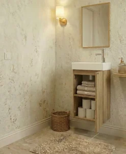 Top Bath Meuble de Salle de Bains avec vasque/lavabo Lave main à suspendre Ana 40 chêne