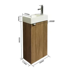 Top Bath Meuble de Salle de Bains avec vasque/lavabo Lave main à suspendre Ana 40 chêne