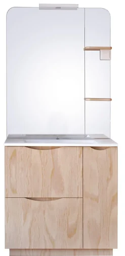 Ondee Meuble de salle de bains à poser H.185 x l.80 cm, décor bois, Palermo