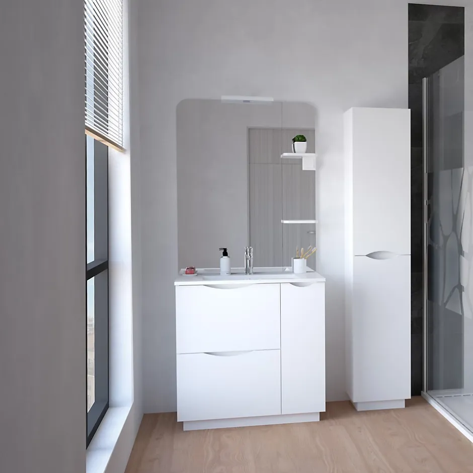 Ondee Meuble de salle de bains à poser H.185 x l.80 cm, blanc, Palermo