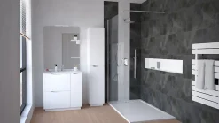 Ondee Meuble de salle de bains à poser H.185 x l.80 cm, blanc, Palermo