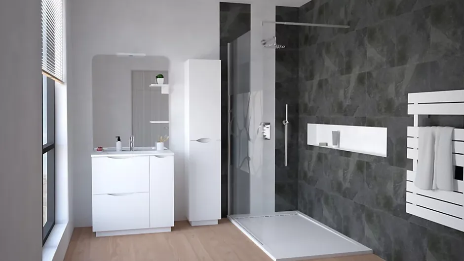 Ondee Meuble de salle de bains à poser H.185 x l.80 cm, blanc, Palermo