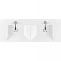 Sanindusa Meuble de salle de bains suspendu blanc 2 tiroirs blanc pour Vasque Vista 140 (vasque, mitigeur et vidage non inclus)