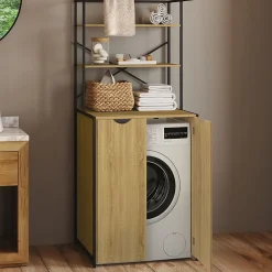 IDMarket Meuble dessus machine à laver fermé DETROIT design industriel* Armoire De Salle De Bains