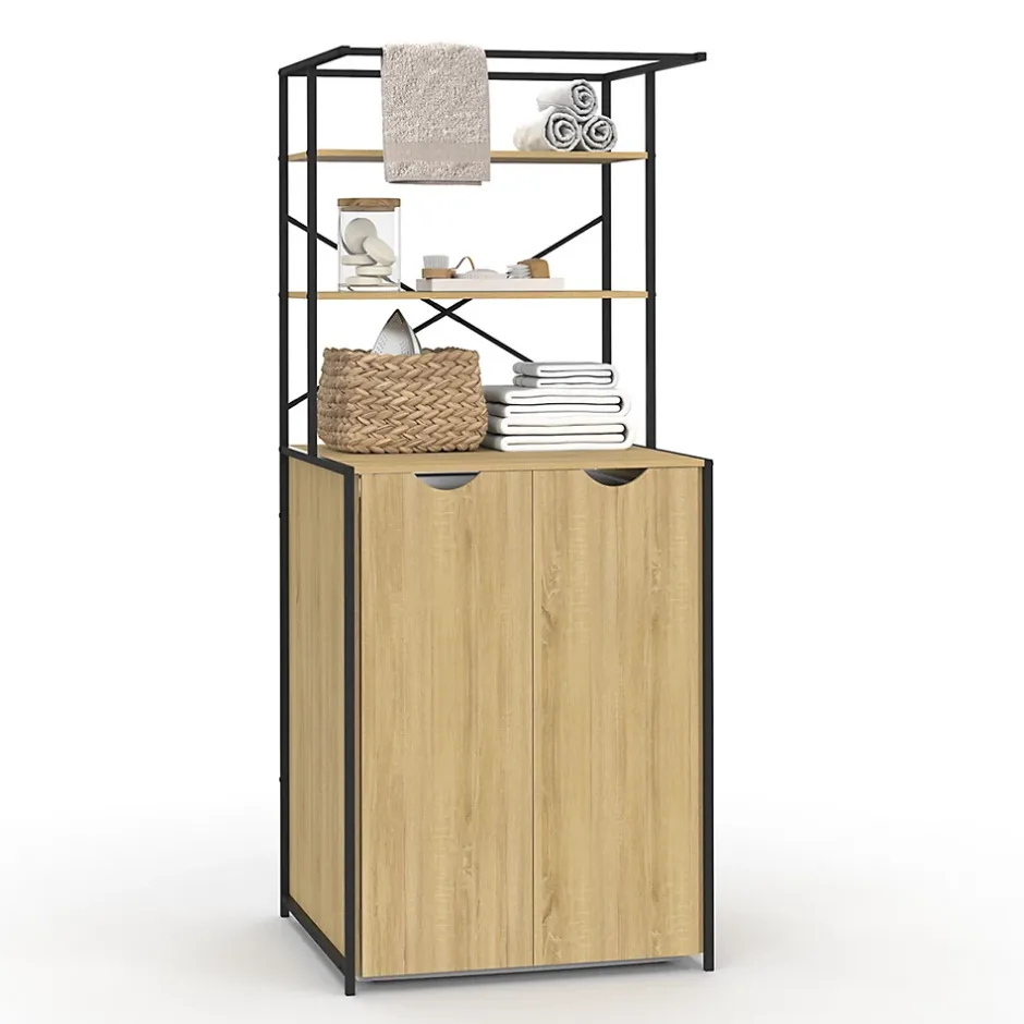 IDMarket Meuble dessus machine à laver fermé DETROIT design industriel* Armoire De Salle De Bains