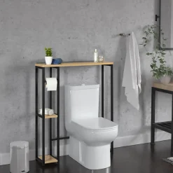 IDMarket Meuble dessus WC avec placard DETROIT design industriel