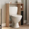 IDMarket Meuble dessus WC WALLIS avec placard façon hêtre et noir