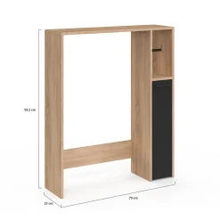 IDMarket Meuble dessus WC WALLIS avec placard façon hêtre et noir