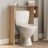 IDMarket Meuble dessus WC WALLIS avec placard façon hêtre et blanc
