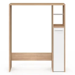 IDMarket Meuble dessus WC WALLIS avec placard façon hêtre et blanc