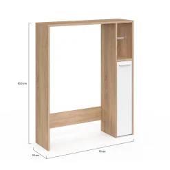 IDMarket Meuble dessus WC WALLIS avec placard façon hêtre et blanc