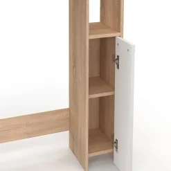 IDMarket Meuble dessus WC WALLIS avec placard façon hêtre et blanc