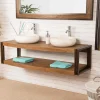 Wanda Collection Meuble double suspendu Elégance teck métal 145 cm* Meuble Sous-Vasque