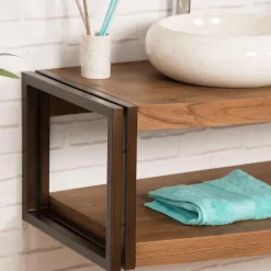 Wanda Collection Meuble double suspendu Elégance teck métal 145 cm* Meuble Sous-Vasque