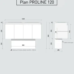 Cuisibane Meuble double vasque 120 cm PROLINE- Blanc- Plan vasque en Céramique* Meuble Vasque