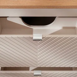 Petits-Meubles Meuble double vasque 140cm 4 tiroirs 1 porte Manoa Cachemire et bois* Meuble Vasque