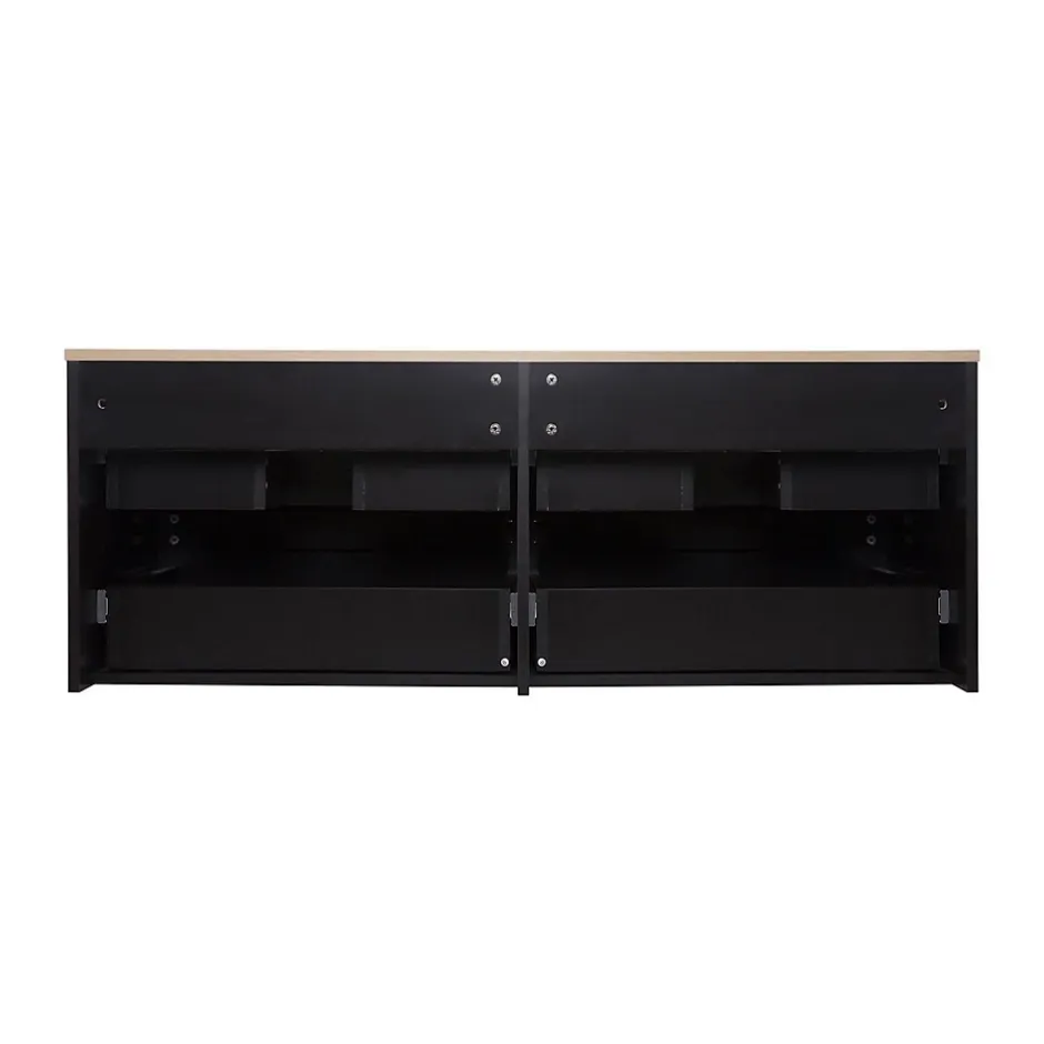 Mob-In Meuble double vasque 120cm avec plan bois SORRENTO Blanc+vasque+robinet+miroir* Ensemble Meuble De Salle De Bains