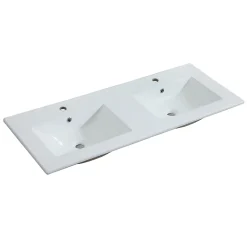 Mob-In Meuble double vasque 120cm avec plan céramique SORRENTO Décor chêne + colonne