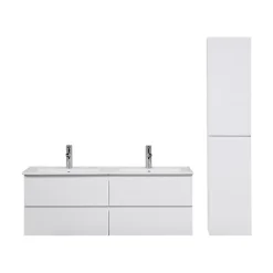 Mob-In Meuble double vasque 120cm SORRENTO Blanc + colonne* Ensemble Meuble De Salle De Bains