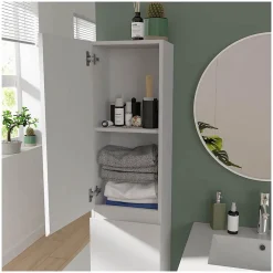 Mob-In Meuble double vasque 120cm SORRENTO Blanc + colonne* Ensemble Meuble De Salle De Bains