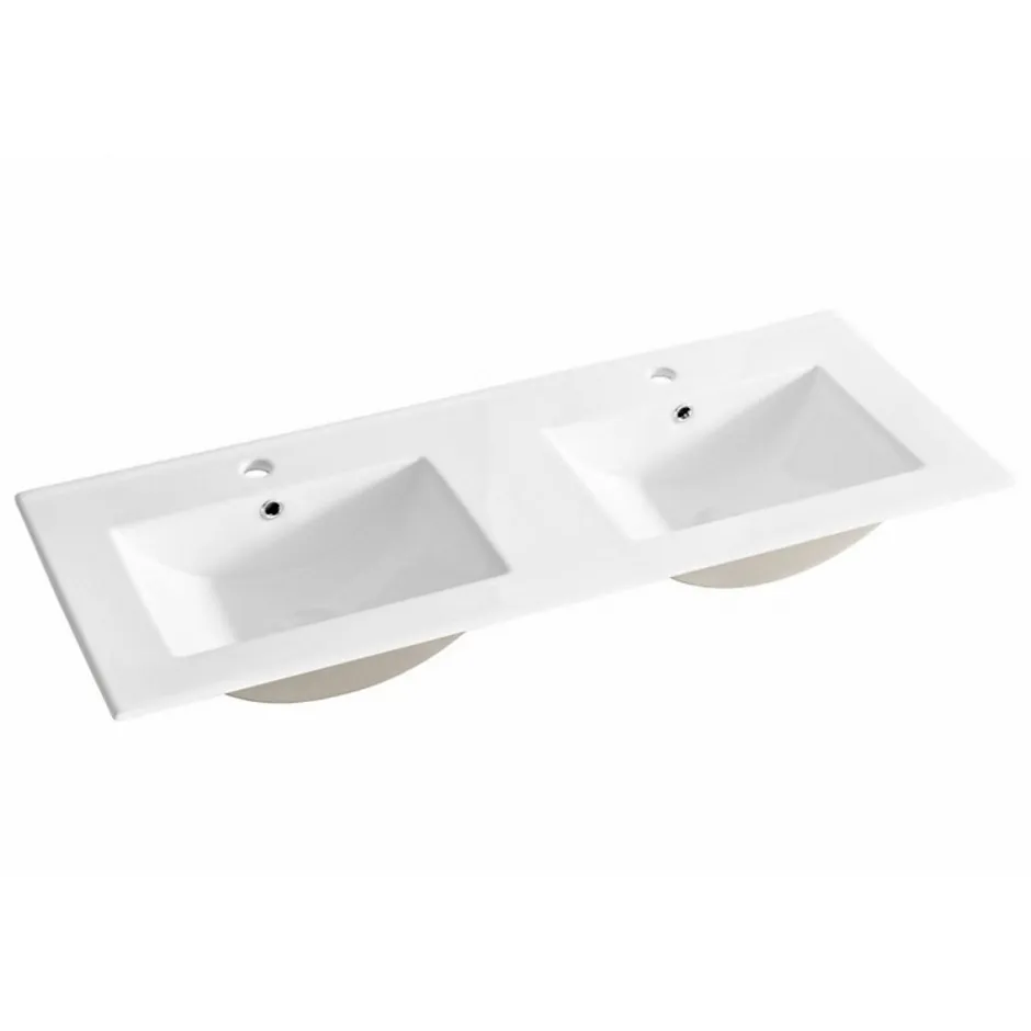 Sanitaire Meuble double vasque JUPITER 3.0 Blanc Brillant 120cm - Sans miroir* Meuble Vasque