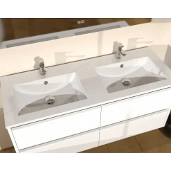 Sanitaire Meuble double vasque JUPITER 3.0 Blanc Brillant 120cm - Sans miroir* Meuble Vasque