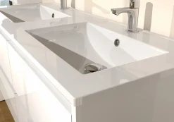 Sanitaire Meuble double vasque JUPITER 3.0 Blanc Brillant 120cm - Sans miroir* Meuble Vasque