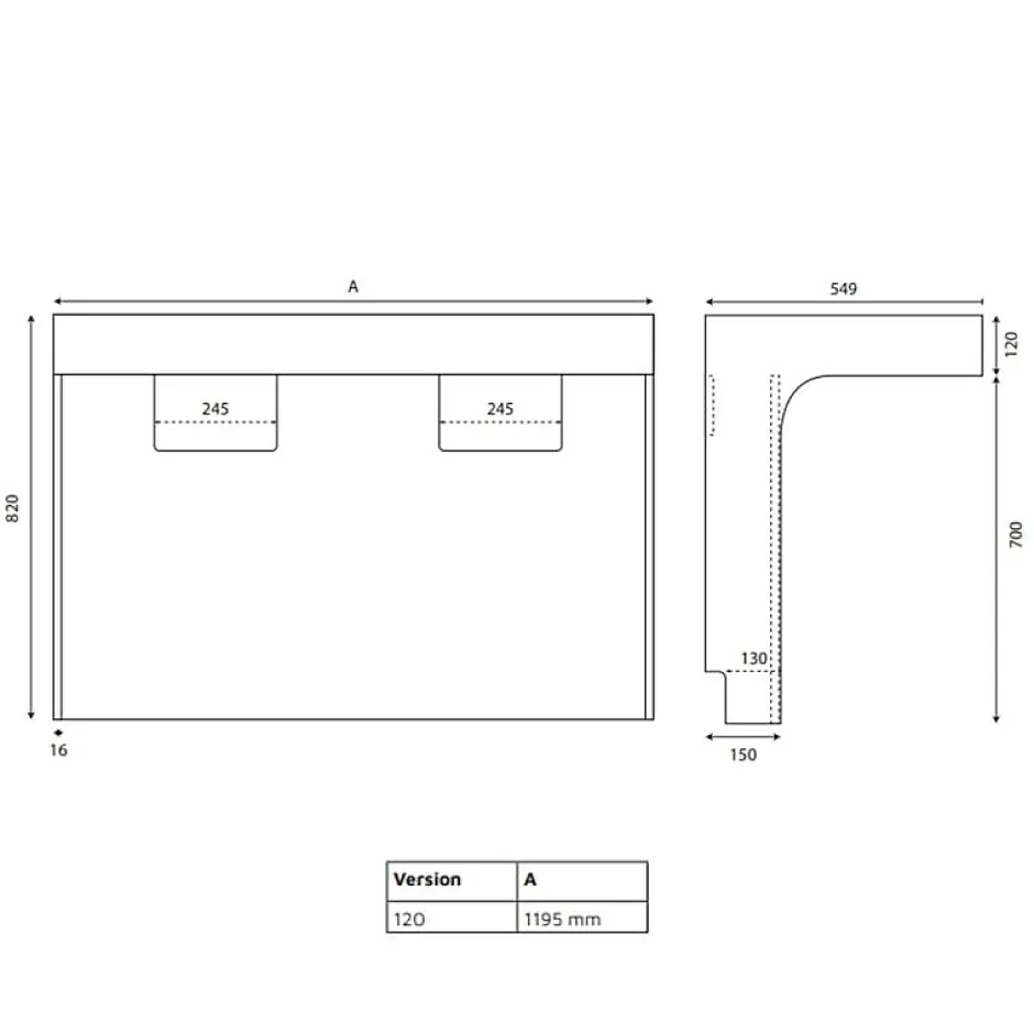 Cuisibane Meuble double vasque PMR EPURE 120 cm avec miroir led Elégance ht105 - Blanc brillant