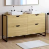 IDMarket Meuble double vasque salle de bain DETROIT 4 tiroirs design industriel* Meuble Sous Lavabo