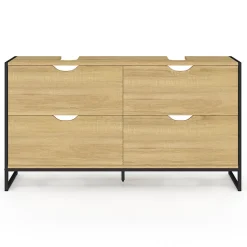 IDMarket Meuble double vasque salle de bain DETROIT 4 tiroirs design industriel* Meuble Sous Lavabo