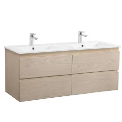 Mob-In Meuble double vasque SORRENTO suspendu avec plan vasque en céramique 120cm* Meuble Vasque