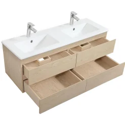 Mob-In Meuble double vasque SORRENTO suspendu avec plan vasque en céramique 120cm* Meuble Vasque