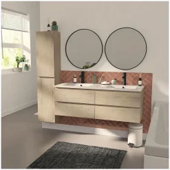 Mob-In Meuble double vasque SORRENTO suspendu avec plan vasque en céramique 120cm* Meuble Vasque