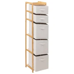 5Five Meuble Etagère en Bambou avec 5 paniers H 144.3 cm