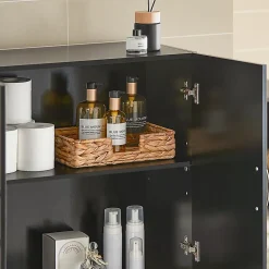 Sobuy Meuble Haut Armoire de Toilettes Salle de Bain Suspendue, 2 Portes, FRG231-SCH,* Armoire De Toilette|Meuble De Salle De Bains Faible Profondeur