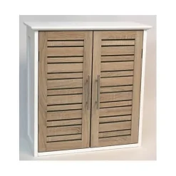 Ideko Meuble haut de salle de bain - Double vasque - Blanc/Chêne vieilli
